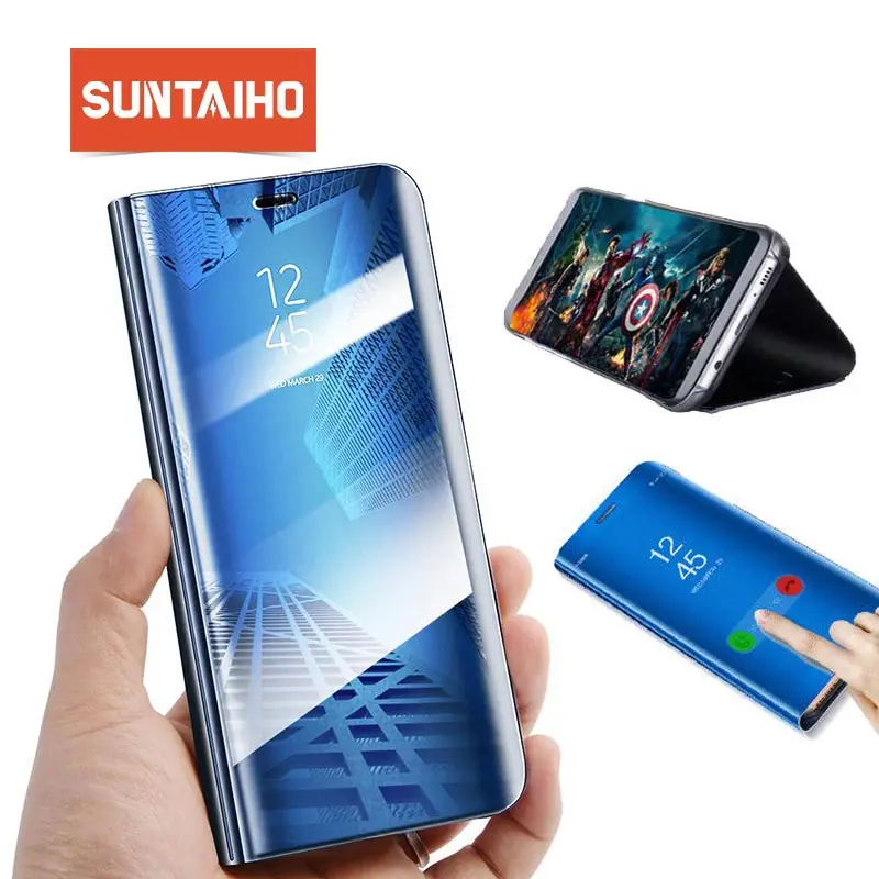 Зеркальный умный чехол книжка для Samsung A50 A40 A70 A30 Galaxy S8 S9 Plus S10 Note10 S7 Edge J4Plus J62018 A10