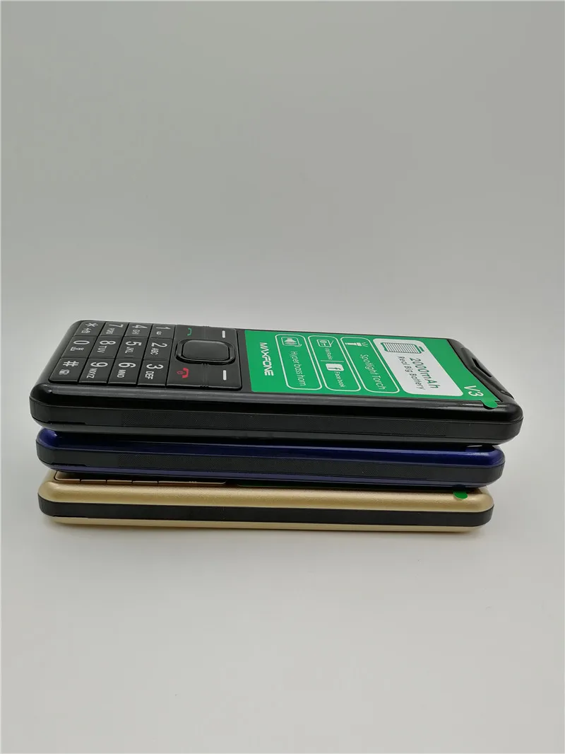 Maxfone V3 кнопочные сотовые телефоны с 1,77 дюймов 2000 мАч две sim-камеры Bluetooth Spotlight большой динамик FM дешевый мобильный телефон