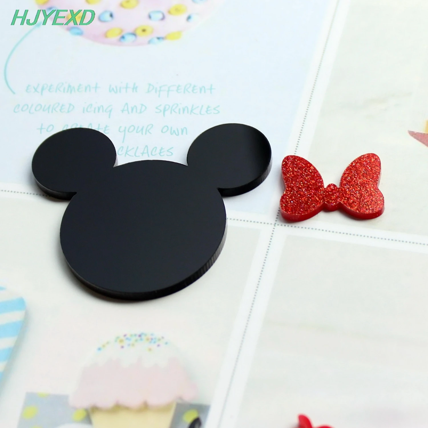 Черный акриловый бантик для головы женщина мышь 50 мм (6 шт. каждый) амулет лазерная