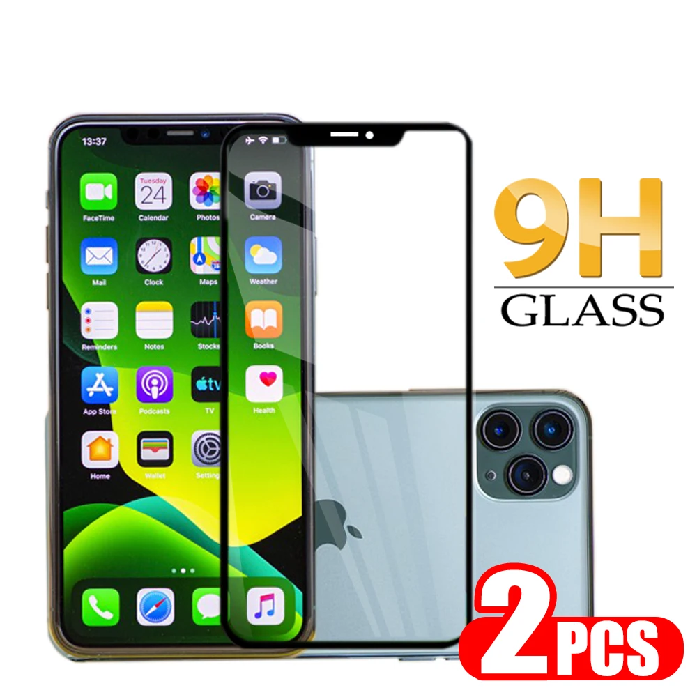 

2PCS Safety Glass For iPhone 11 11 pro 11 Pro Max X XS XS Max XR 6.1 Screen Protection For iphone Se (2020) Safety Glass
