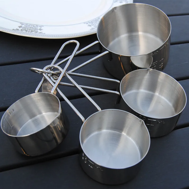 

Утолщенной 304 нержавеющая сталь 4 шт измерительная чашка для выпечки Посуда со шкалой формы для выпечки Инструменты