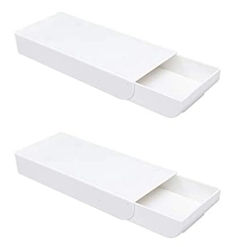 

2Pcs Drawer Pencil Tray Self Adhesive Desktop Organizer - Provides Underdesk Storage for Pens, Pencils, Office Supplies