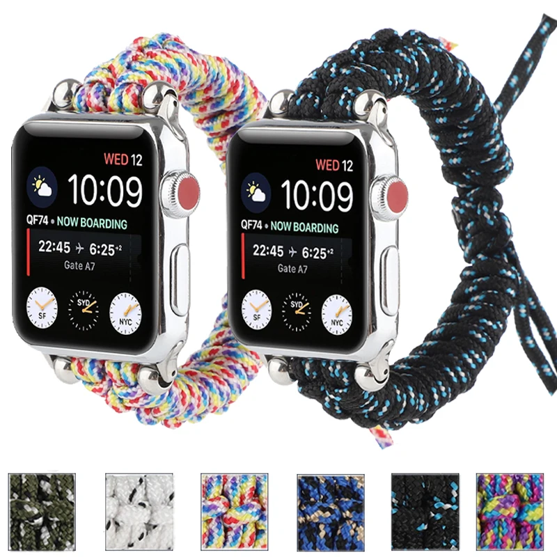 Спортивный тканый ремешок для Apple watch band 5 4 40/44 мм нейлоновый браслет Iwatch bands 3 2 38/42