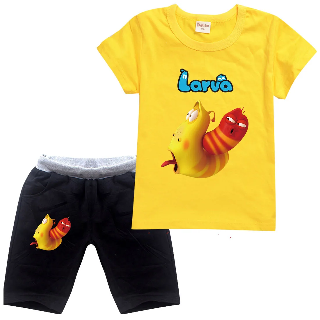 

2021 Summer Baby Boy Cotton Out Clothes Kids Cartoon Larva T Shirt Sport Shorts 2Pcs/sets Infant Fashion Toddler Girls Tracksuit
