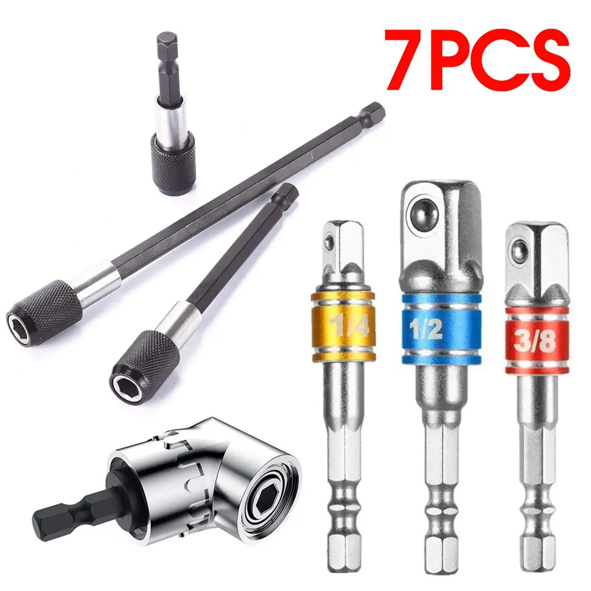 

1/4 "шестигранный хвостовик гаечный ключ электрическая дрель торцевой адаптер для дрели комплект удлинителей для наконечников 1/4 3/8 1/2 дюйма ...