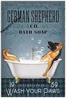 Металлический жестяной плакат в стиле ретро для ванны и мыла, Постер из пены для мыла и мыла в форме лапы немецкой овчарки, для ванной комнаты и дома