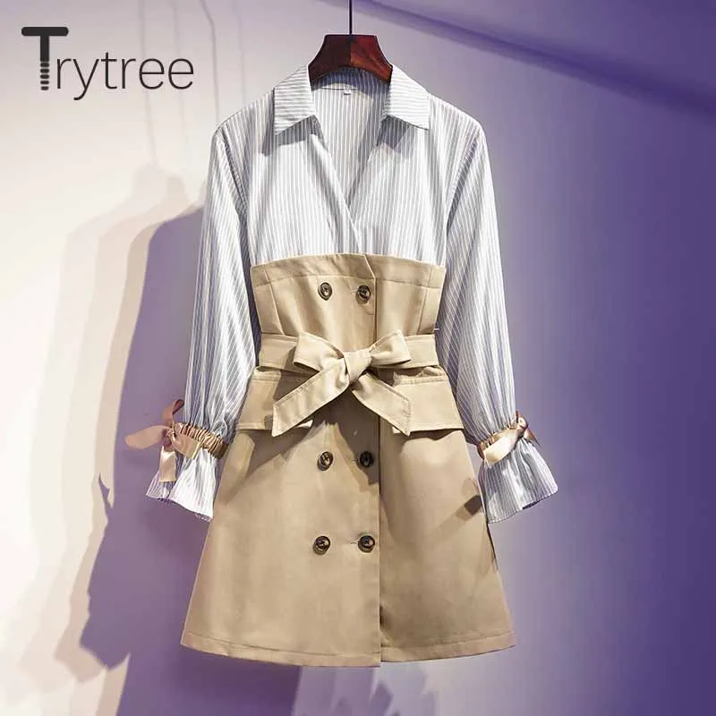 Trytree/осеннее женское Повседневное платье с отложным воротником расклешенные