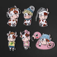 free shipping combination set cute animal cow embroidery badge cloth stickers diy decorative clothes with adhesive iron luggage
