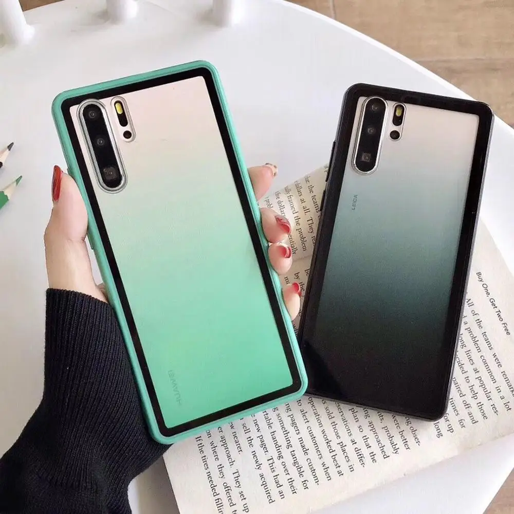 

Gradient Phone Case For Huawei P40 Pro P30 Lite Mate 30 Pro Honor 20 Nova 7 Candy Color Frame Soft Acrylic Phone Cover