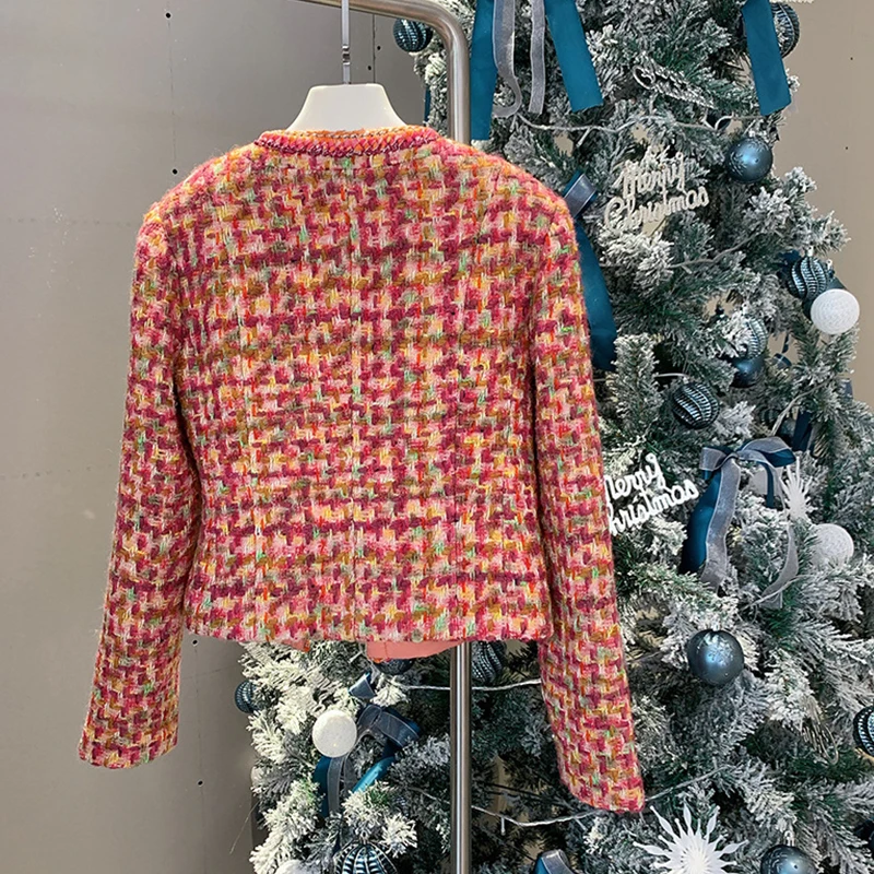 Женское Короткое шерстяное пальто с круглым вырезом Повседневная зимняя куртка