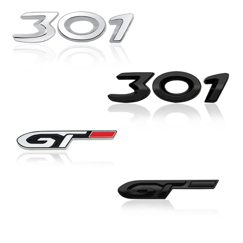 

3D Metal Sticker GT Emblem Decoration Rear Trunk stickers For Peugeot 301 Car Styling