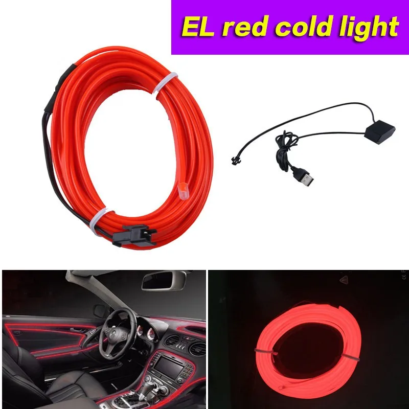 

1M-5M Red Cold Light Car LED Wire Cold Strip Neon Lamp Atmosphere Light