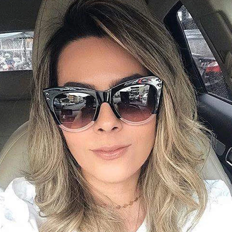 Женские винтажные солнцезащитные очки MIZHO градиентные с защитой UV400 треугольная