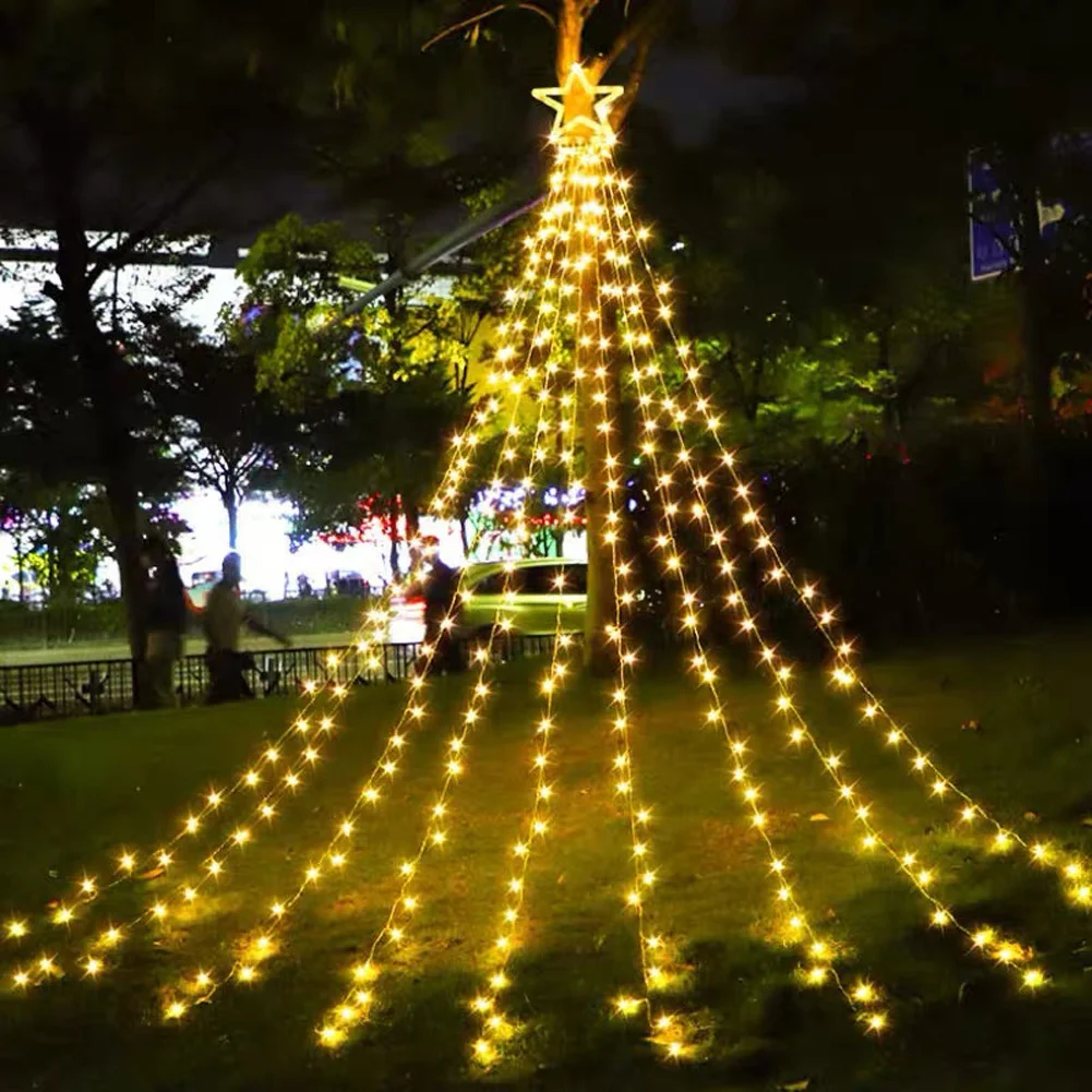 

Christmas Decoration Outdoor Star String Lights, 320 LED 16.4Ft Christmas Tree Toppers Lights 8 Modes Christmas Star Lights