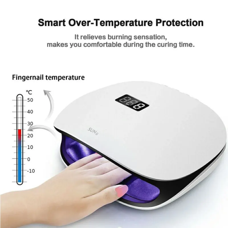 

SUN4 UV LED Nail Lamp 48w for Drying Gel Polish Dryer Machine 365nm Light with EUPlug 48w LED Nail Art Tool Cuing Fingers