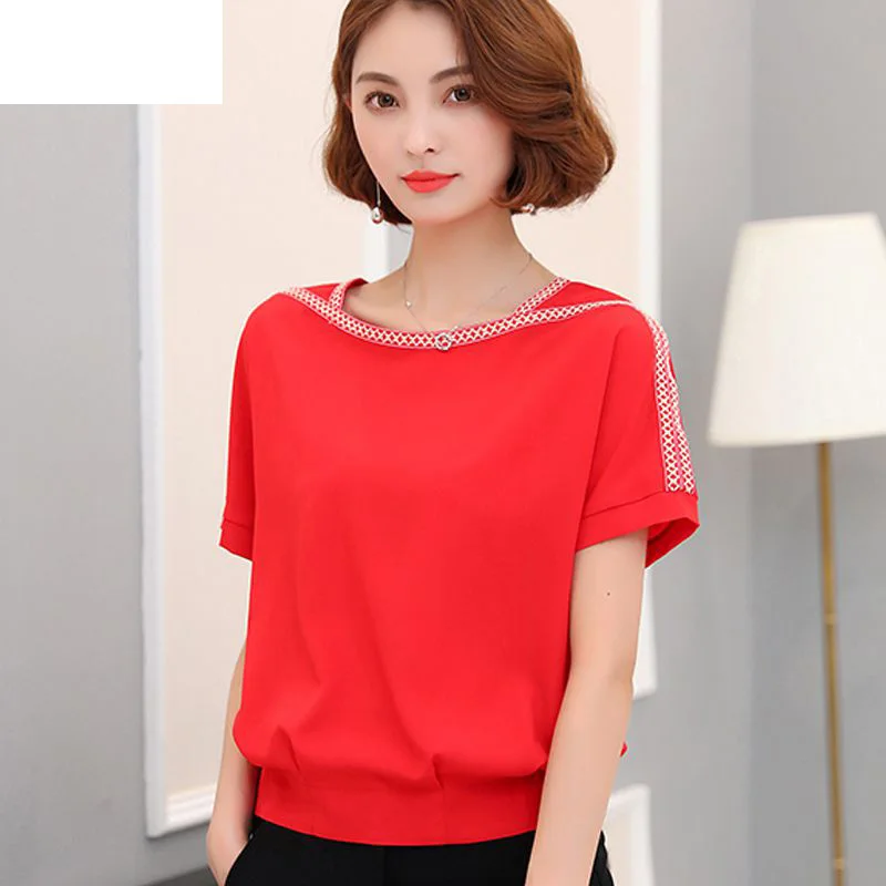 

Женская шифоновая рубашка с коротким рукавом, черного цвета, весна-лето 2021