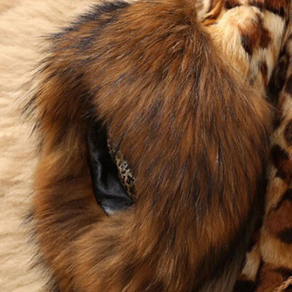 Зимнее леопардовое пальто из искусственного меха для женщин больших размеров 4XL