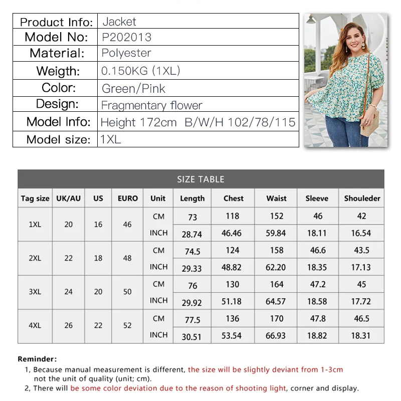 

NEW SALE Summer Big Size 4XL Web Celebrity Fat Woman Fashion Blouses Shirt Loose Pink Green Print Floral Casual With Everything