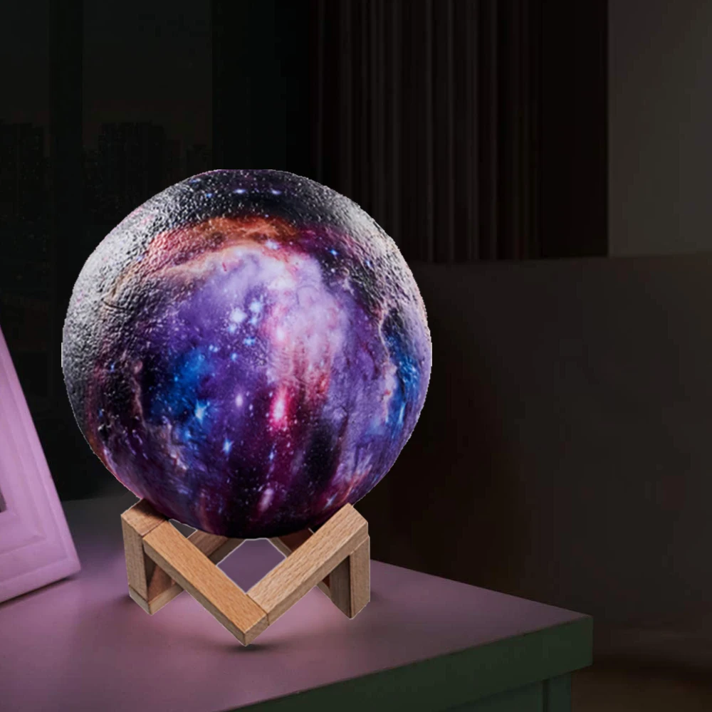 3D Print Colorful Change Star Moon Light Lamp Touch Sensor Home Bedroom Decor Creative Usb LED Painted Night Galaxy | Лампы и