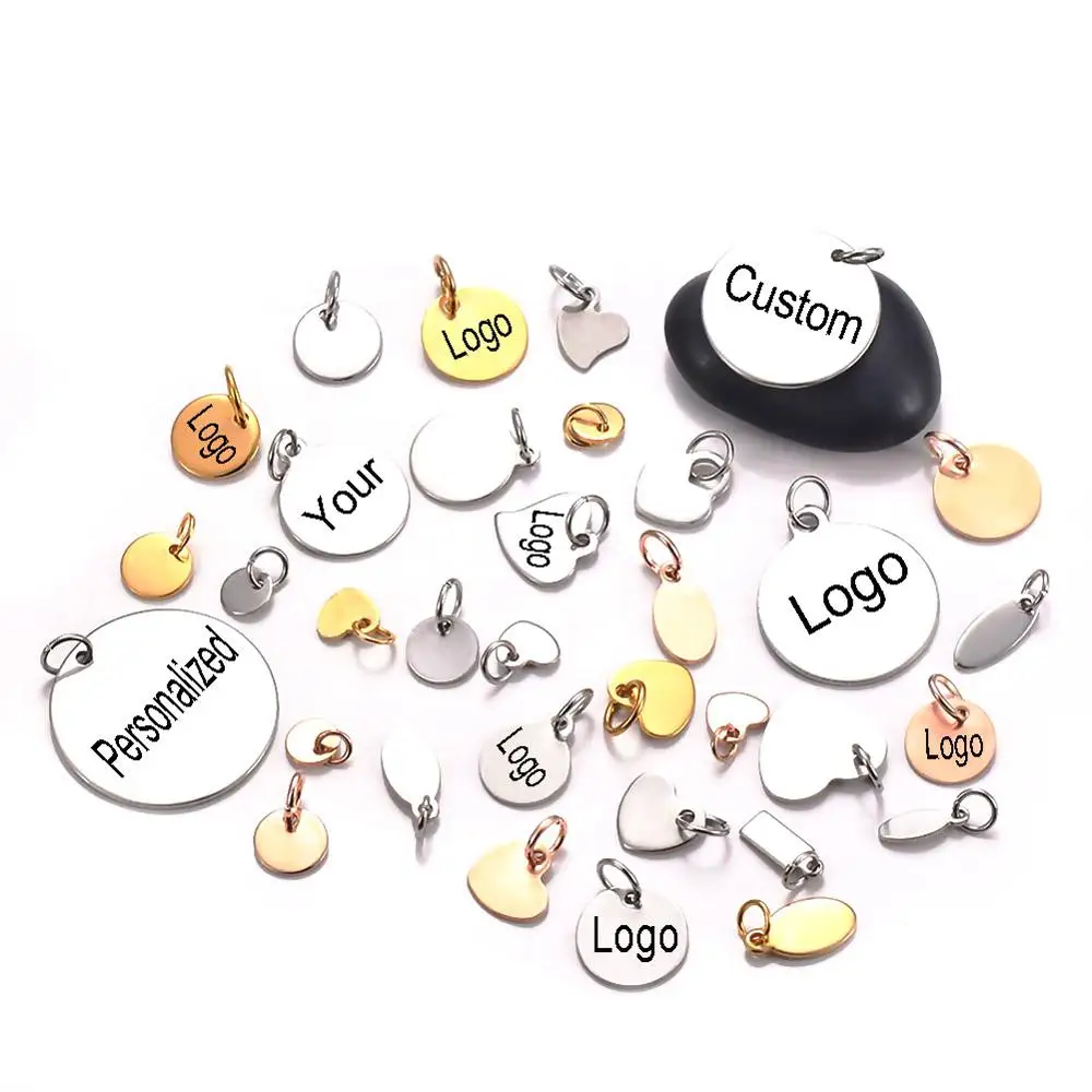 Небольшие логотипы из нержавеющей стали на заказ бирки для украшений дисковые