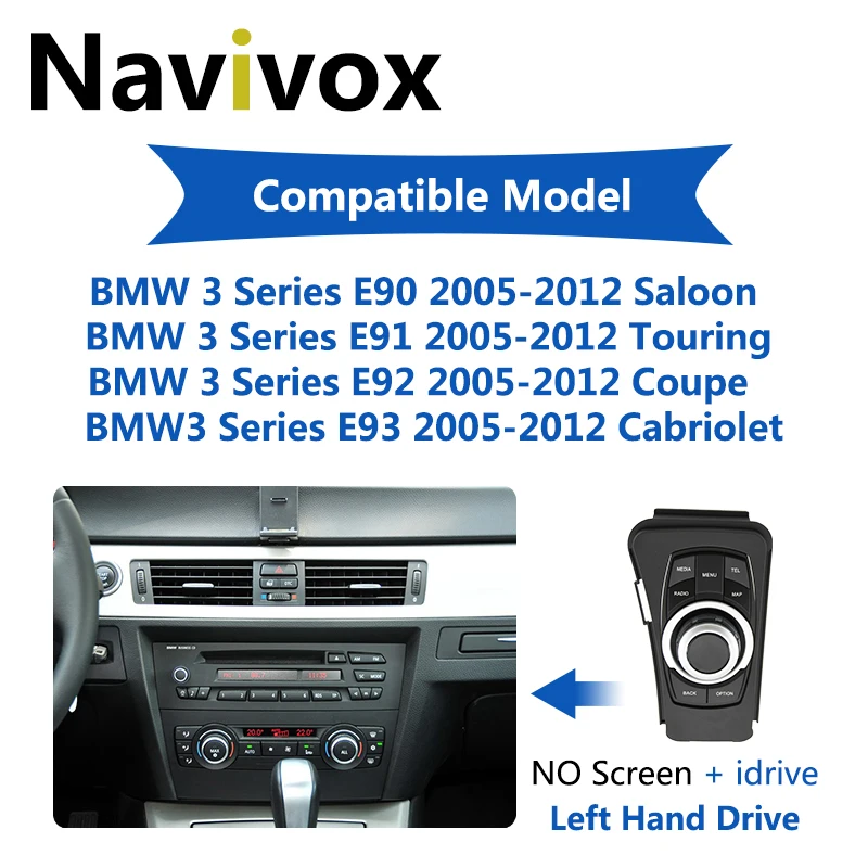 저렴한 Navivox-4 + 64G 차량용 멀티미디어 플레이어, BMW E90 안드로이드 3 시리즈 E91 E92 용, 무선 카플레이, 4G 와이파이 IPS, GPS, 스티어링 휠 컨트롤