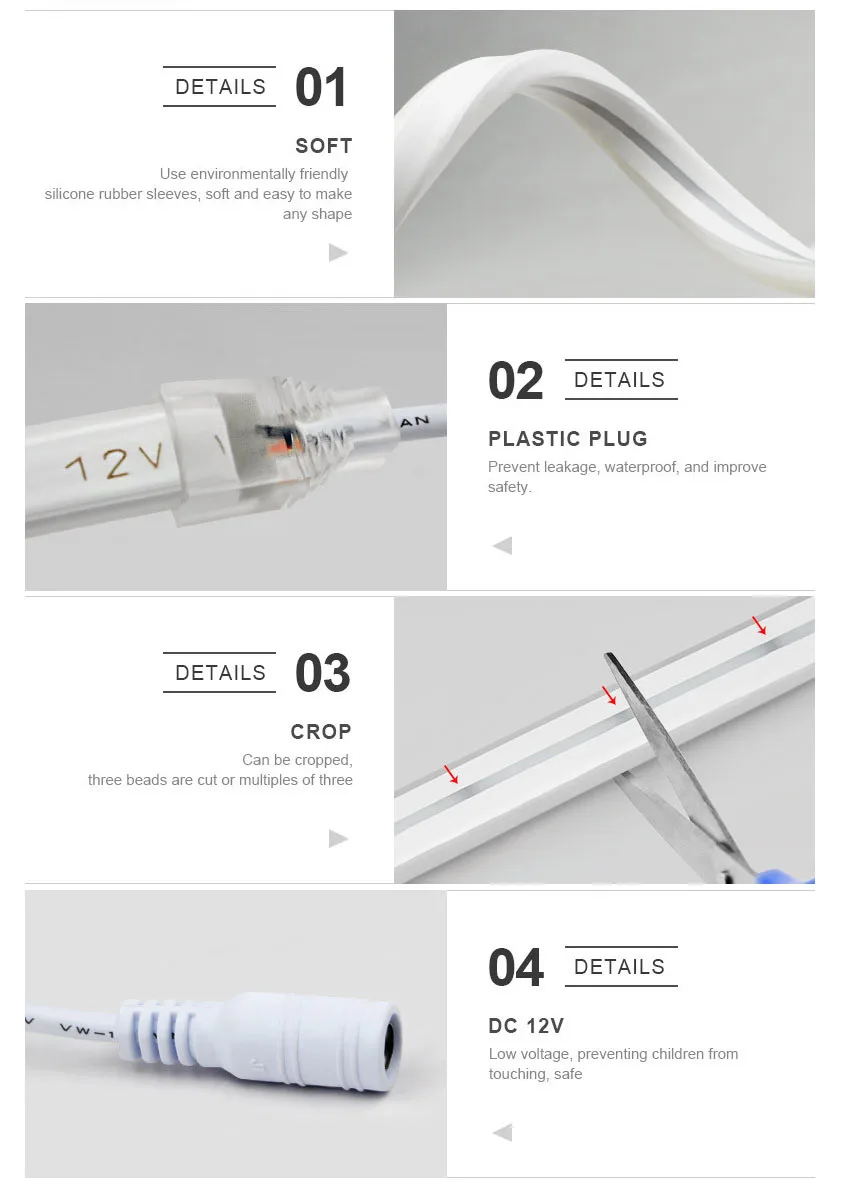 

12V Flexible Silicone Waterproof LED Neon DIY Embedded With Linear Curved Arc Shaped Lamp Slot