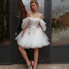 Винтаж Короткое свадебное платье 2021 цветы Фея Свадебные Платья Vestidos de Noiva Curto по колено недорогие свадебные платья