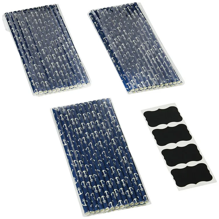 Бумага питьевые Соломки с синим украшение якорем детская праздничная одежда