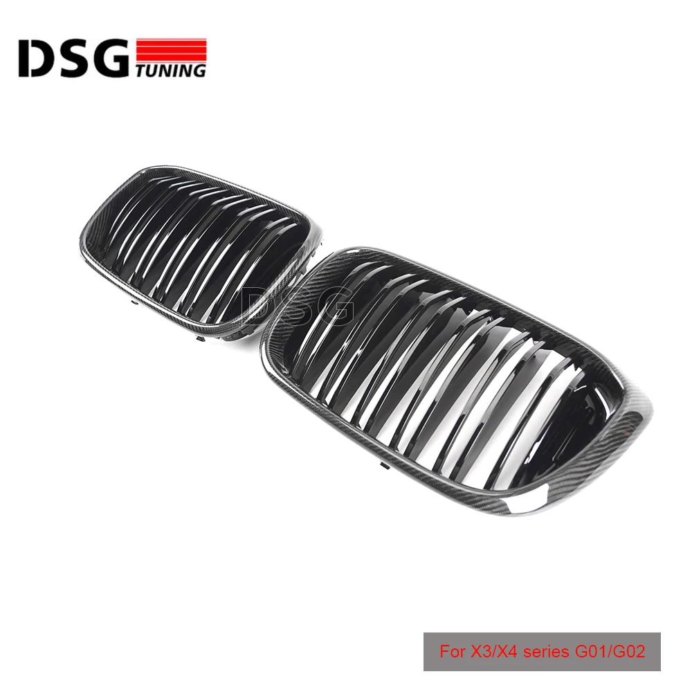 Передняя решетка для BMW X3 X4 G01 G02 Racing из углеродного волокна с 2 планками ABS xDrive20i