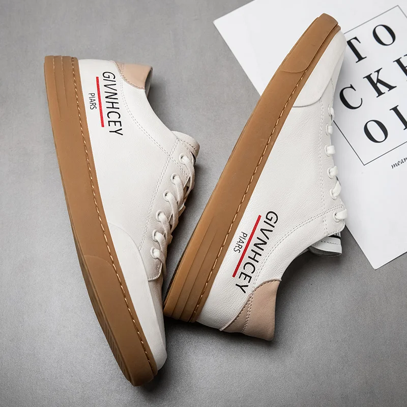 Jual Sepatu Merek Kasual Musim Semi Untuk Pria Sepatu Kasual Anak Laki-laki Muda Kulit Asli Sepatu Jalan Antiselip Sneakers Fashion Pria Untuk Pria