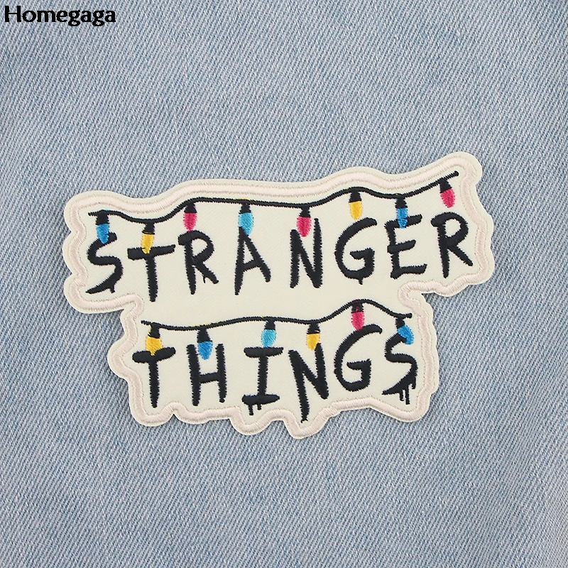 Homegaga Stranger Things iron on Embroidered Patches for T-shirt Jacket Diy Patch Thermotolerant Appliques Clothing D2510 | Дом и сад