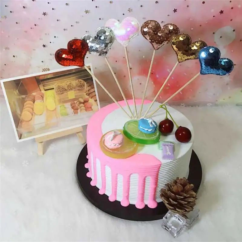 5 шт. Милые Блестки Сердце Звезда Корона торт Топпер для дня рождения кекс флаг