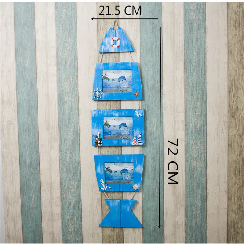 Фоторамка в стиле ретро висячий морской деревянный форме рыбы фоторамка для дома