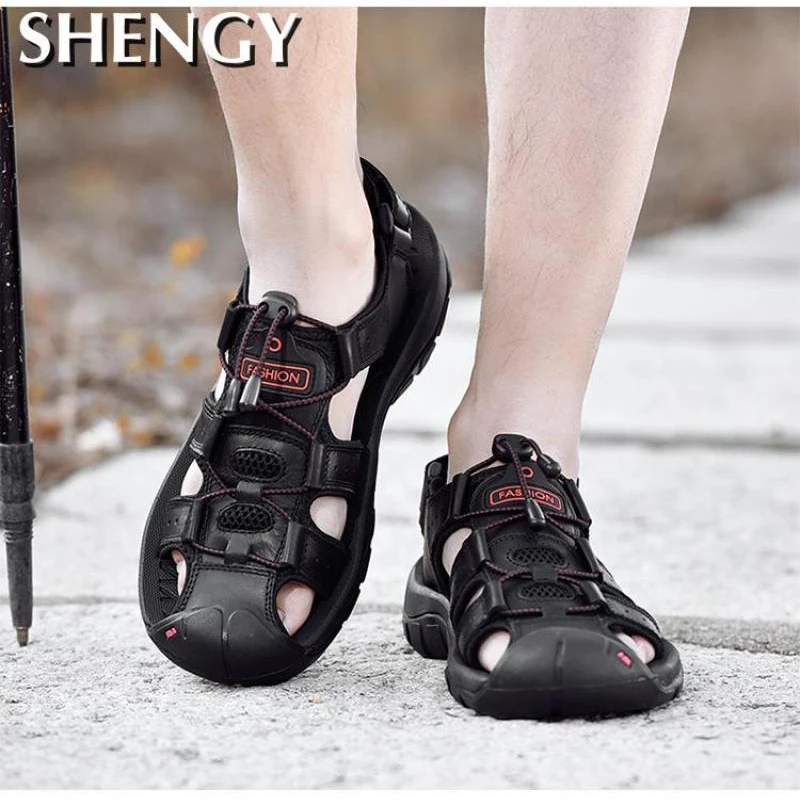 Сандалии мужские классические мягкая подошва удобные босоножки большие размеры