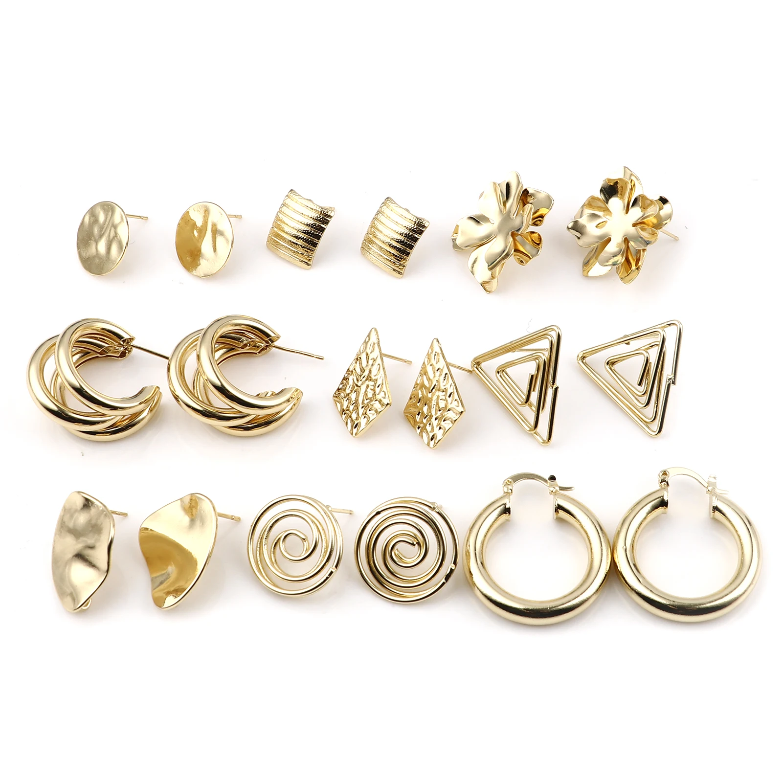 

DoreenBeads Punk Style Ear Post Stud Earrings Findings For Women Round Moon Earrings Gold Color Wedding Party Club Jewelry,2PCs