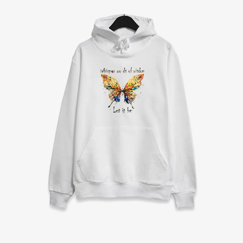 

Colorful Butterfly Printed Hoodies Women Fleece Long Sleeve Loose Sweatshirt with Hat Girls Women Hoodie Pullovers Winter