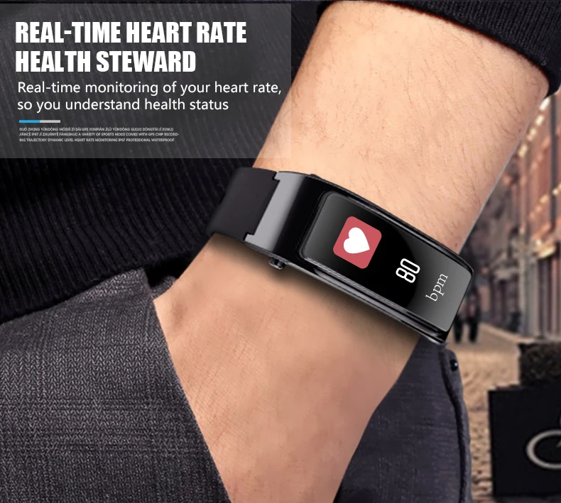 

Slimy Newest Smart Talk Band Wristband Bracelet Fitness Tracker Heart Rate Monitor Bluetooth Earphone Smart Band For IOS Android
