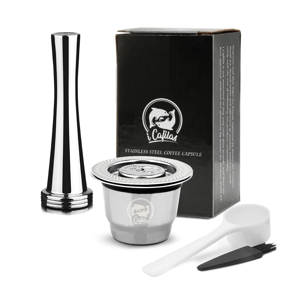 

ICafilas Reusable Refillable Stainless Steel Coffee Capsule Fit For Nespresso Cafe Machine Filter Capsulas Reutilizable Capsule