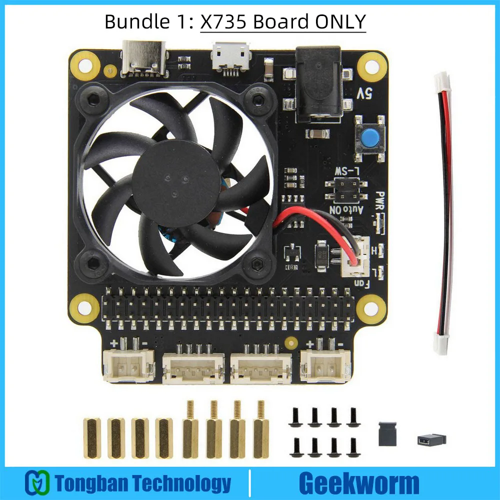 Bundle 1 Raspberry Pi 4 Модель B X735 управление питанием и автоматическое охлаждение плата расширения с безопасным выключением 5 В Макс, 8А выход для Raspberry Pi - Цвет: Bundle 1