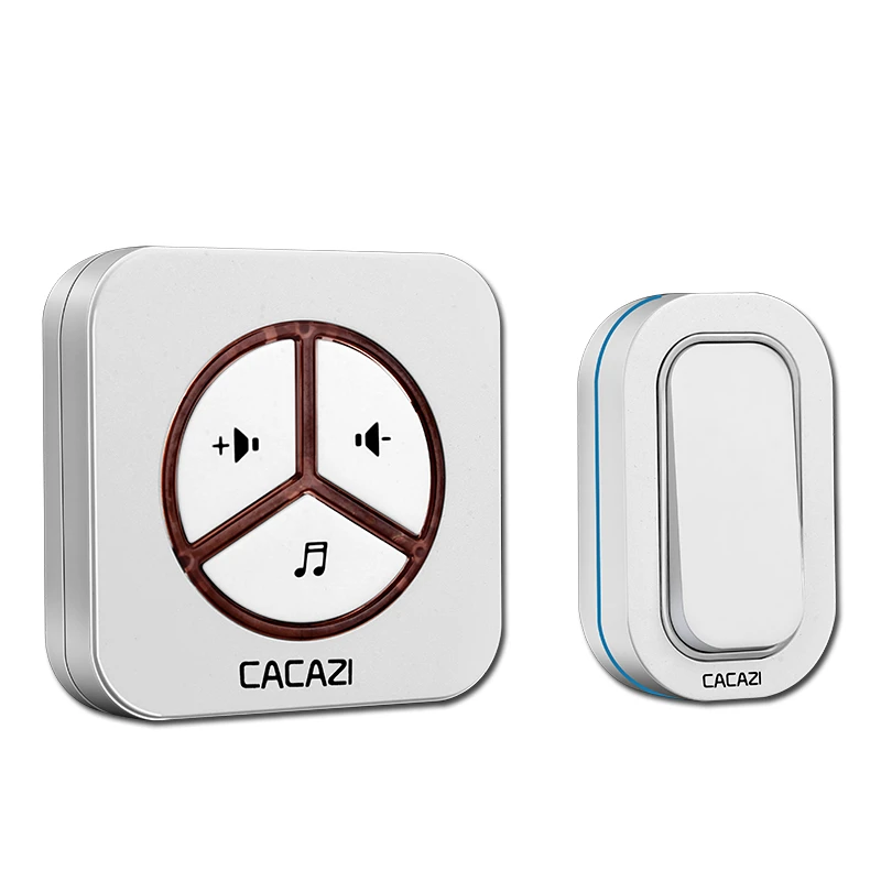 1 button 1 receiver CACAZI Беспроводной Водонепроницаемый дверной звонок Батарея Кнопка 280 м Пульт дистанционного управления Светодиодный светильник с Европейским разъемом беспроводные звонки звонок 48 перезвон 6 громкости - Цвет: 1 button 1 receiver