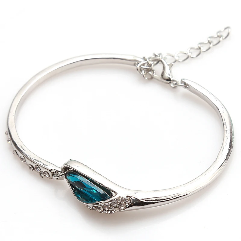 Женские Ювелирные наборы покрытые голубыми искусственными подвесками ожерелье