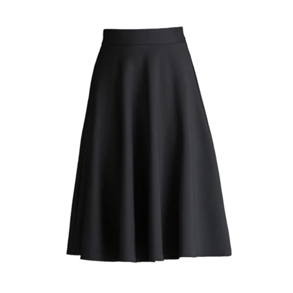 

Long Summer Skirt Cotton Casual Korean Office Skirts Black White High Waist Pleated A-Line Midi Skirt Work Wear Skirts