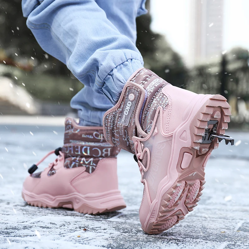 Waterproof Baby Girls Snow shoes for -30 Degrees Winter Non-slip Female Shoes Super Warm Fashion Kids Boots with Wool Size 27-39 | Спорт и