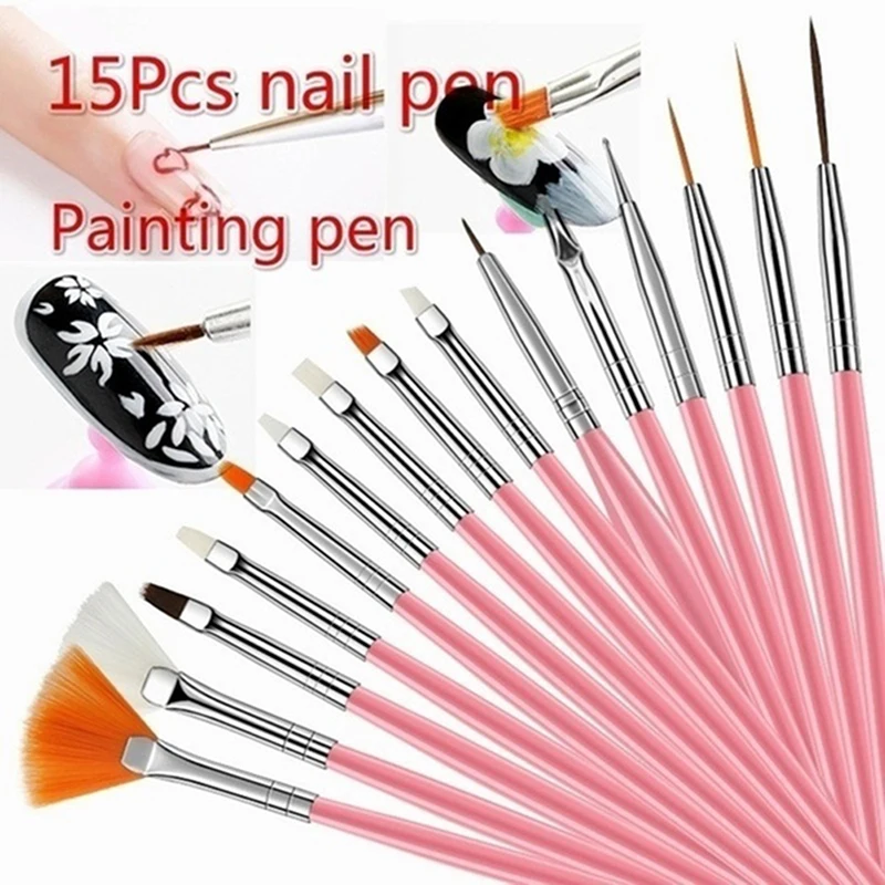

15Pcs/Set Nail Art Painting Pen Polish Gel Painting Drawing Nail Brush DIY Tool