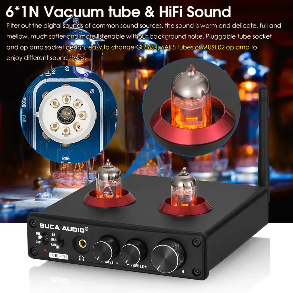 Аудио Tube-T5C Douk HiFi вакуумный трубчатый предусилитель Bluetooth 5 0 ресивер USB DAC стерео
