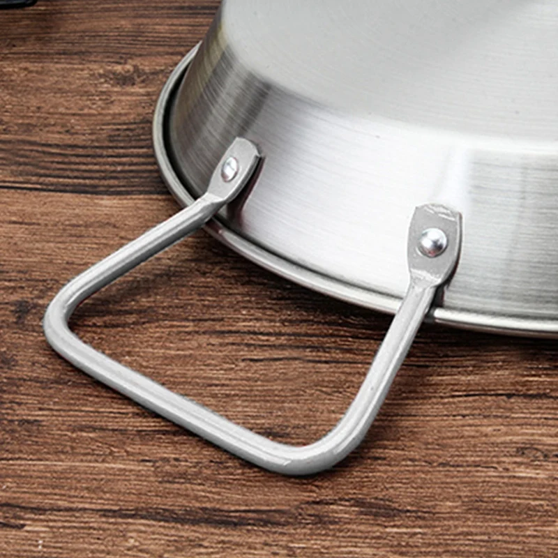 

Restaurant Flat Strip Ltalian Paella Double Ear Seafood Pot Cooking Tool Stainless Steel Shallow Soup Pot
