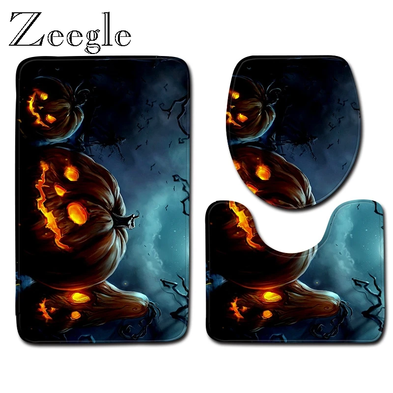 Zeegle Хэллоуин коврик для ванной комнаты сиденье унитаза крышка Ванная комната