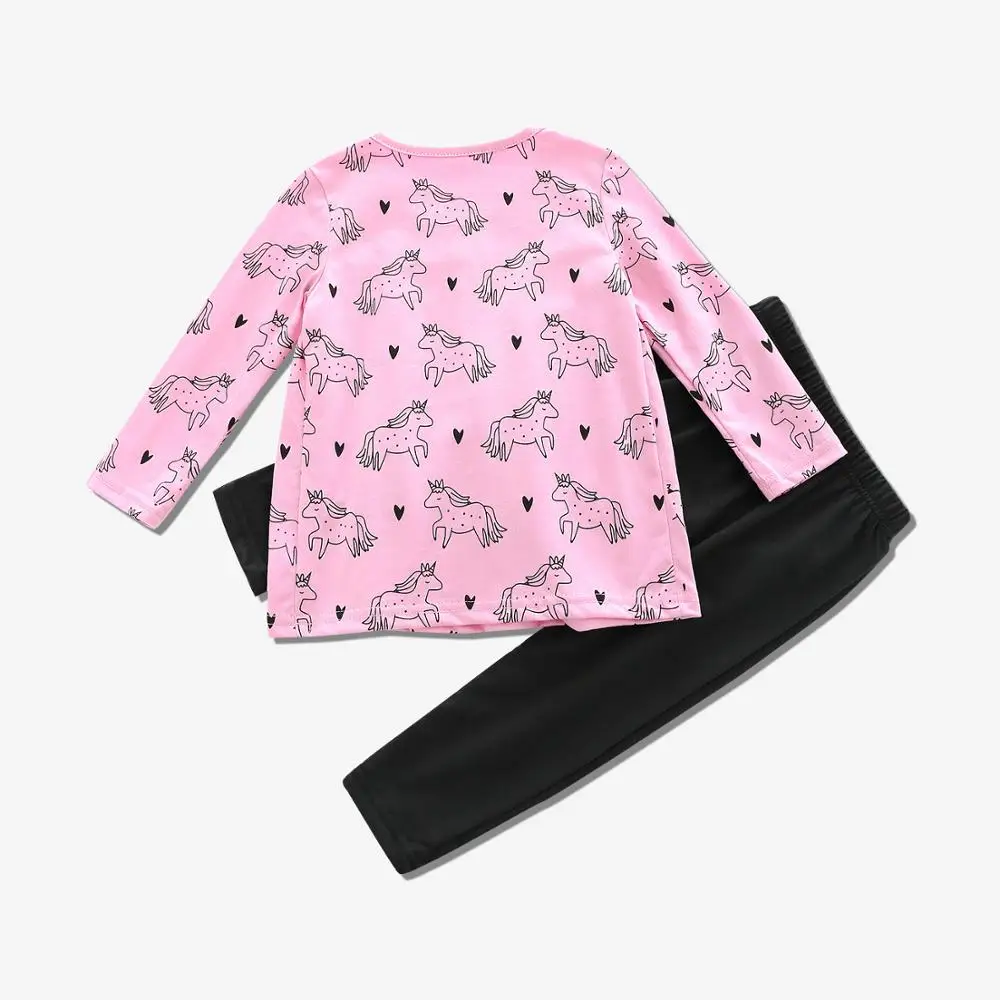 PatPat Единорог топ и брюки набор круглый воротник эластичный пояс весна осень