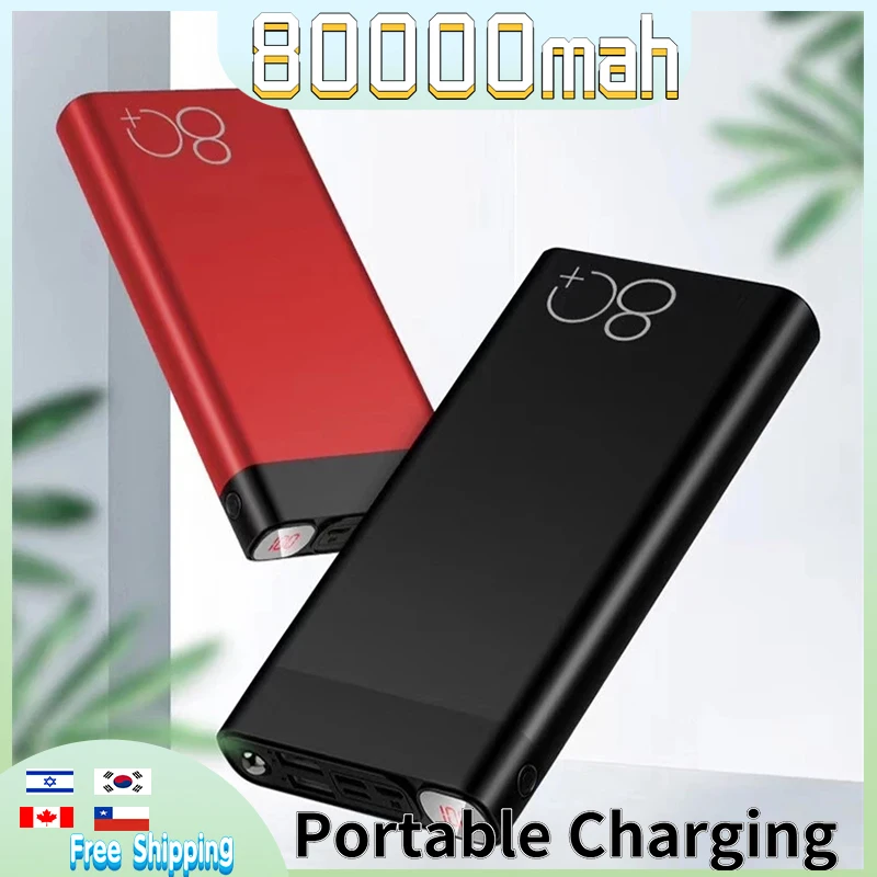 power bank 80000mah large capacity charger portable external battery fast chargging phone charger for iphone13 xiaomi samsung free global shipping