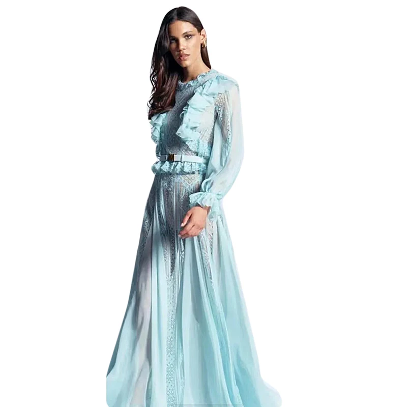 Длинное платье взлетно посадочной полосы высокого качества Сезон весна осень